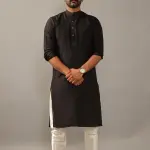 Designer Black Silk Kurta Pajama Set for Men | Partywear Indian Ethnic Outfit